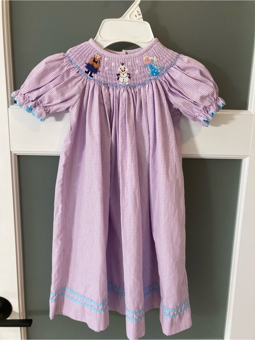 Stellybelly Purple Gingham Smocked Frozen Dress Size 4T